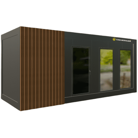 CONTAINER DE LOCUIT 18MP - MODEL PREMIUM - BAIE COMPLET ECHIPATA - DORMITOR - SUPRAFETE VITRATE